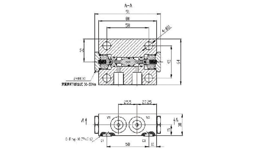 YYS7-01-00雙向液壓鎖Dual-pilot-operated-check-valve